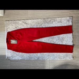 PrettyLittleThing red highwaisted pleated trousers